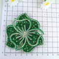 Parche de flor 3D de cristal de estrás verde accesorio de ropa DIY decoración - Verde