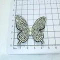 Strass vlinder patch voor DIY kleding decoratie, fonkelende kristallen kledingapplicatie. - Zwarte Basis Parel / Zwart