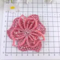 Parche de flor de pedrería rosa aplique de cristal DIY para ropa decoración manualidades - Rosa
