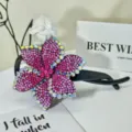 Exquisite sparkling rhinestone hair claw clip featuring stunning pink and purple crystal flowers - Style 4