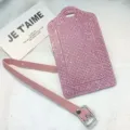 Pink Rhinestone Luggage Tag Sparkly Passport Holder PU Leather ID Card Case Travel Accessory - Pink Rhinestone Luggage Tag