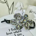 Exquisite rhinestone hair claw clip with dazzling crystals and elegant fabric flower detail. - Style 7