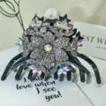 Grande molletta per capelli con strass, forcina di cristallo scintillante per donne eleganti. - Pieno Strass Floreale