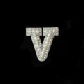 DIY pearl rhinestone letter V hair accessory sparkly crystal alphabet patch for crafting - Letter V