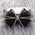 Black mesh rhinestone bow hair clip multi-layer shimmering crystal hairpin headwear accessory - Black Edge