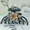 Molletta per capelli con strass fiore lusso grande clip nera in acrilico per acconciatura donna - Fiore in Strass Colorato