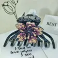 Lussuosa molletta per capelli con fiore in strass, grande accessorio elegante. - Zirconia Rosa Champagne