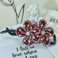Red Rhinestone Flower Hair Claw Clip, Sparkling Crystal Hair Jaw Clip, Elegant Hair Accessory - Style 10