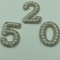 DIY pearl rhinestone number 5 2 0 patches sparkling crystal hair accessory clothing crafts - Number 520