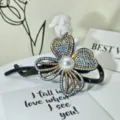 Sparkling rhinestone pearl flower hair claw clip, elegant black hair accessory for women. - Style 17