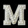 DIY pearl rhinestone letter M hair accessory patch sparkling crystal sparkly decor item - Letter M
