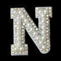 DIY pearl rhinestone letter N patch, sparkling crystal alphabet accessory for hair clips. - Letter N