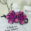 Rhinestone flower hair clip, sparkling crystal twist hair claw for women, fashion accessory. - Style 28