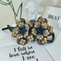 Rhinestone crystal flower hair claw clip, luxury sparkling hair accessory for women styling. - Style 33