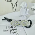 Sparkling rhinestone bow hair claw clip elegant black banana clip for women daily hair styling - Style 37