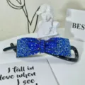 Blue rhinestone bow hair clip, elegant sparkling crystal hair claw for women and girls daily. - Style 40