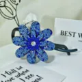 Blue rhinestone flower hair claw clip sparkling crystal hair accessories for women - Style 42