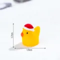 Mini resin Christmas chick figurine ornament cute animal desktop decor craft accessory. - Large Christmas Hat Chicken / Shiny Yellow