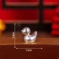 Silver duck resin ornament, cute miniature animal desktop accessory, DIY craft charm 1.4x1.5cm - Glossy Silver