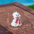 Resin cute white rabbit figurine ornament with red scarf for desktop decoration, 2.7cm - Matte Ribbon Rabbit