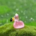 Mini luminous flamingo resin figurine for DIY garden micro landscape decoration 1.9x2.2cm - Glossy Luminous - Bowknot
