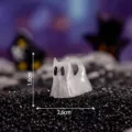 Miniatura Halloween luminoso fantasma statuetta stampata in 3D carino piccolo decoro festa - Fantasma Gattino / Bianco