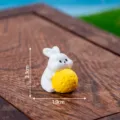 Cute mini white rabbit holding mooncake resin figurine desktop ornament variant item - Matte Holding Moon Rabbit