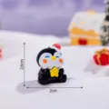 Cute Christmas penguin resin figurine miniature desktop car ornament holiday decor 2.6cm - Glossy - Christmas Penguin