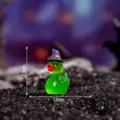 Statuetta in miniatura di anatra in resina con cappello da mago luminoso ornamento da scrivania - Verde Luminoso