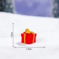 Miniature red Christmas gift box figurine with golden bow, resin micro-landscape decor, 1.3cm size. - Gold Rope Red Gift Box