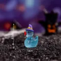 Mini statuetta di anatra in resina con cappello magico luminoso decoro 2.3x1.6cm - Blu Luminoso