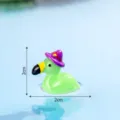 Mini statuetta fenicottero in resina con cappello magico, decorazione micro paesaggio 2cm. - Jelly Luminoso Verde