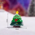 Cute resin Christmas tree figurine miniature desktop ornament with snow and star decor. - Solid Green Smiley Christmas Tree