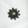 Pince à chaussures fleur strass étincelante, accessoire de vêtement en cristal noir. - Gris foncé