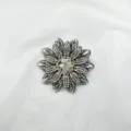 Accessoire de strass de fleur 3D complète patch en cristal brillant chaussures et sacs. - Blanc Argenté