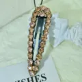 Shiny rhinestone hair clip vintage side snap clip black metal hair barrette for women - Large Rhinestone Waterdrop Champagne
