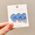 Transparent blue heart hair clip cute sweet bangs clip hair accessories for daily wear. - Blue Heart