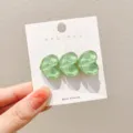 Green transparent heart hair clip, cute water ripple hair accessory for daily styling. - Green Heart