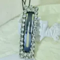 Sparkling crystal black metal hair barrette rhinestone BB clip for women daily hair styling - Large Rhinestone Square Silver White