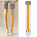 Lustige Hühnerbeine lange Socken neuartige Cartoon Print Oberschenkel hohe Socken Damen - Überknielänge / Weiße Basis Gelbe Pfote