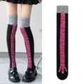 Lustige Hühnerbeine Overknee Socken, Neuheit Cartoon lange Socken für Damen Alltagswelt. - Überknielänge / Schwarz mit roter Pfote