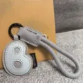 Leather number 8 keychain bag charm, stylish creative grey braided rope pendant accessory. - Letter B