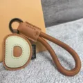 Original letter D leather keychain dopamine bag pendant cute accessory gift for daily use. - Letter D