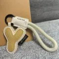 Letter Y leather keychain bag pendant wrist strap cute accessory gift detail view - Letter Y