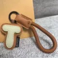 Leather letter T keychain dopamine bag pendant cute charm accessory gift for daily use. - Letter T