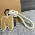 Original letter M leather keychain dopamine bag pendant Korean style cute accessory gift - Letter M