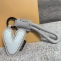 Original Korean style leather heart keychain, dopamine bag pendant charm gift for women. - Letter V