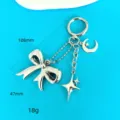 DIY Stella a Quattro Punte Lega Luna Stella Portachiavi Borsa Ciondolo Dettaglio - Stile Fiocco Stella a Quattro Punte Luna / Argento