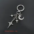 DIY stella a quattro punte luna metallo portachiavi borsa ciondolo pendente chic. - Stile Stella Luna con Strass (3#) / Argento