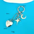 Portachiavi ciondolo stella a quattro punte luna lega accessorio borsa fai da te metallo - Stile Stella a Quattro Punte Cuore Luna / Argento